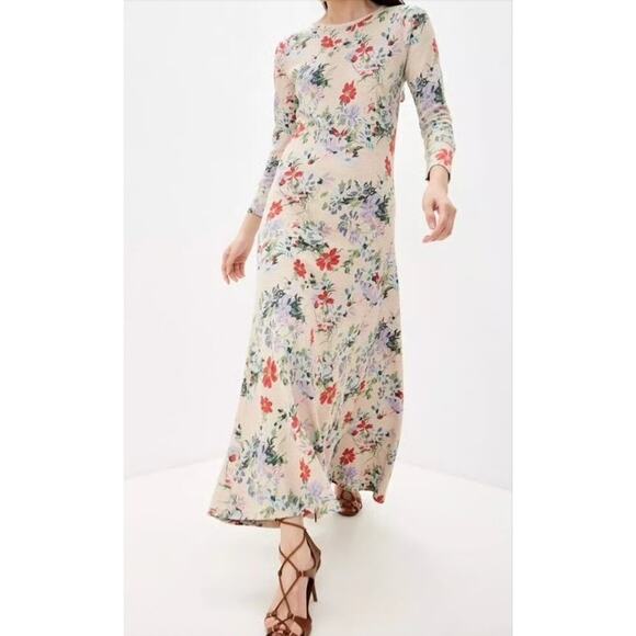 Polo Ralph Lauren Thermal Henley Dress Scattered Floral Maxi Long Sleeve XXL - Picture 1 of 11